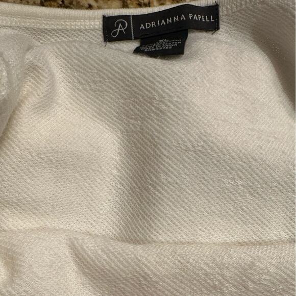 Adrianna Papell Women’s XL Ivory Long Sleeve Lace Front Sweatshirt - Picture 10 of 10